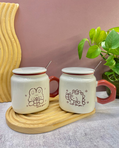 ماگ مربعی دسته 6 ضلعی قهوه ای GIFT